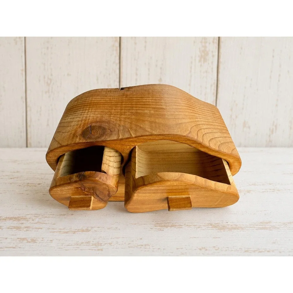Vintage Tsunami Wooden Bandsaw Jewelry Box Wave Design Handmade Artisan 9